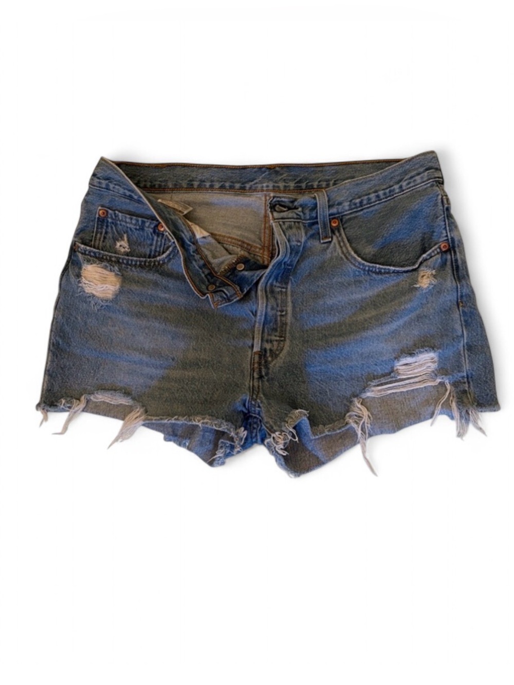 Levi’s 501 Light Blue Distressed Denim Cutoff Shorts